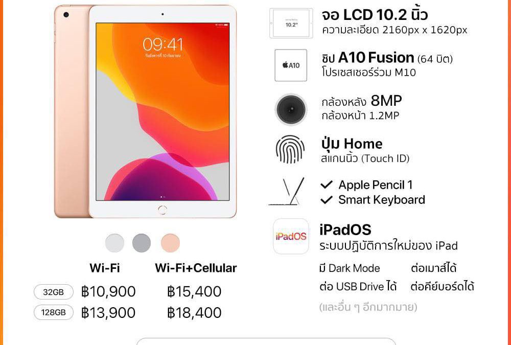 Apple วางขาย iPad จอ 10.2 นิ้ว (รุ่นที่ 7) รุ่น Wi-Fi ที่ Apple Iconsiam แล้ว
